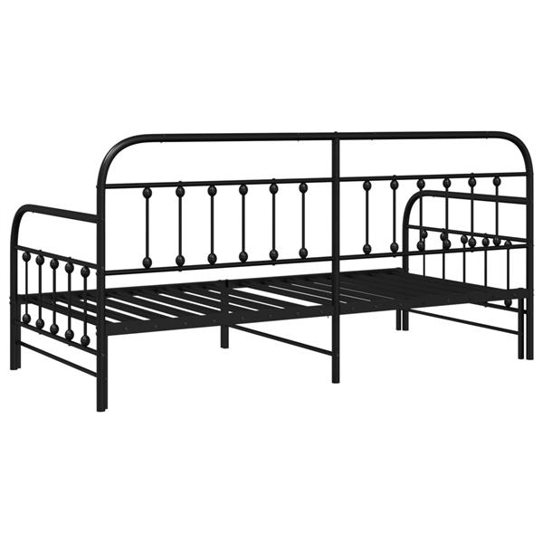 Grote foto vidaxl bedframe voor een daybed met hoofdeinde zwart 90 x 190 cm staal antiek en kunst stoelen en banken