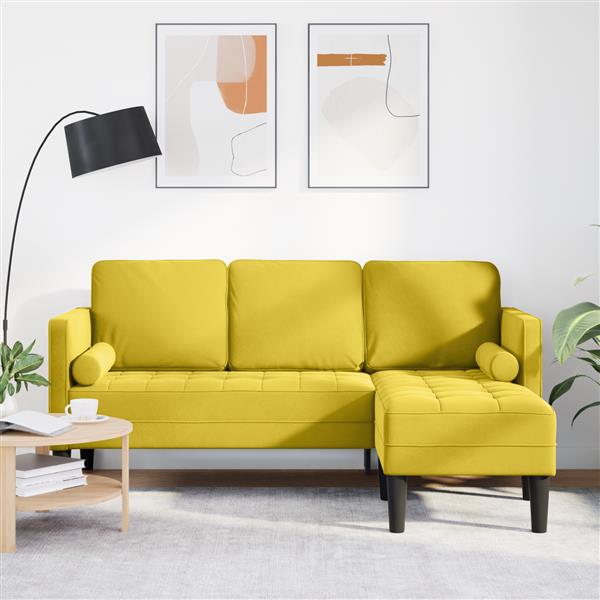 Grote foto vidaxl l vormige bank geel 173x131x67 cm velvet huis en inrichting bankstellen