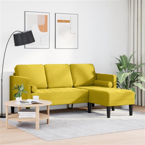 Grote foto vidaxl l vormige bank geel 173x131x67 cm velvet huis en inrichting bankstellen