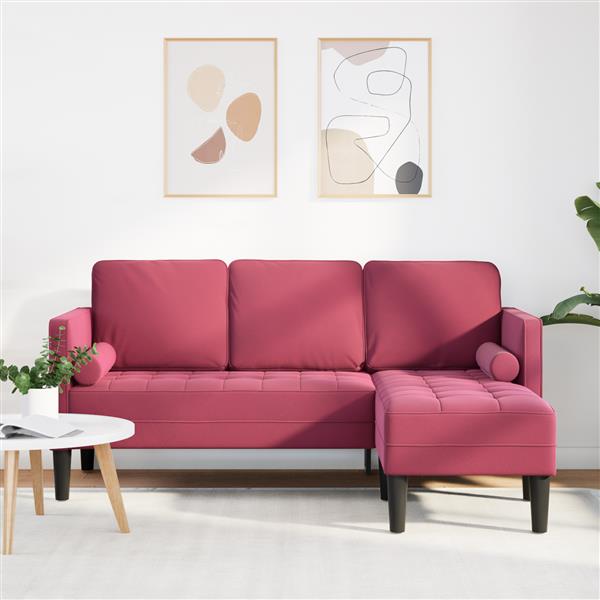 Grote foto vidaxl bankstel wijnrood 173 x 131 x 67 cm fluweel huis en inrichting bankstellen