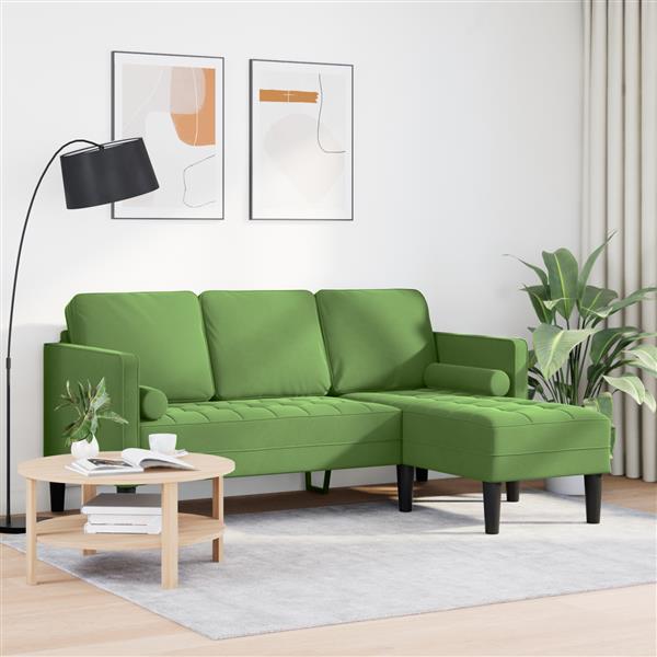Grote foto vidaxl bankstel lichtgroen 173 x 131 x 67 cm fluweel huis en inrichting bankstellen