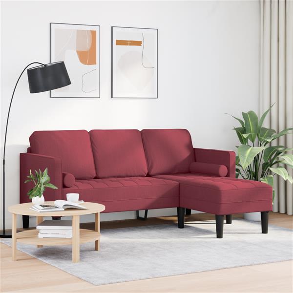 Grote foto vidaxl bankstel wijnrood 173 x 131 x 67 cm stof huis en inrichting bankstellen