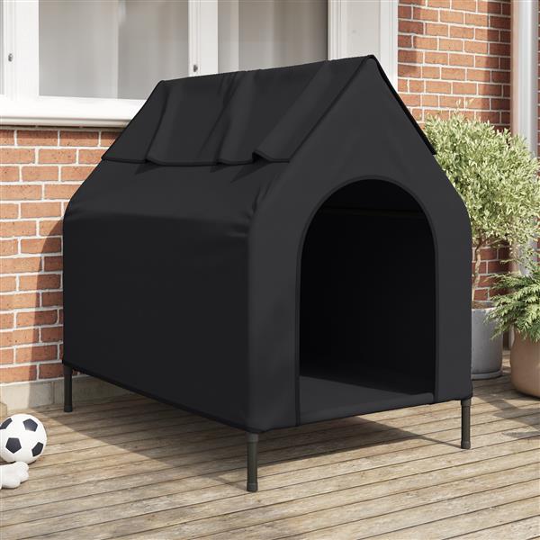 Grote foto vidaxl hondenhuis zwart 110 x 75 x 107.5 cm oxford stof en staal dieren en toebehoren hondenhokken en kooien