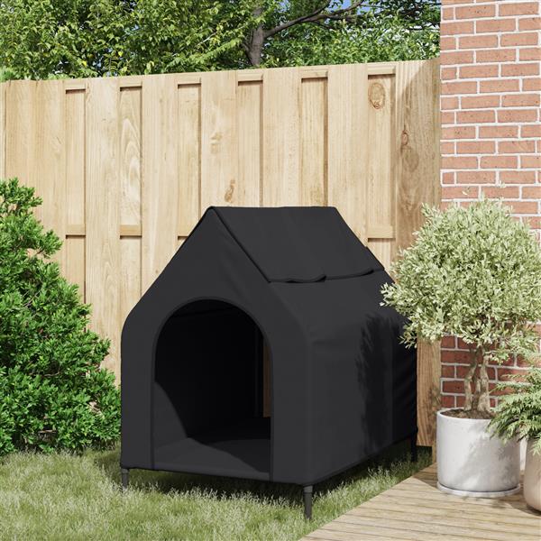 Grote foto vidaxl hondenhuis zwart 110 x 75 x 107.5 cm oxford stof en staal dieren en toebehoren hondenhokken en kooien