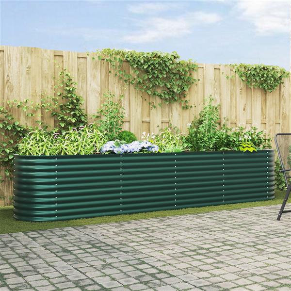 Grote foto vidaxl verhoogde plantenbak groen 400 x 80 x 81 cm staal tuin en terras overige tuin en terras
