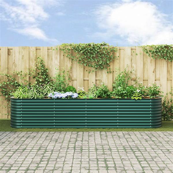 Grote foto vidaxl verhoogde plantenbak groen 400 x 80 x 81 cm staal tuin en terras overige tuin en terras