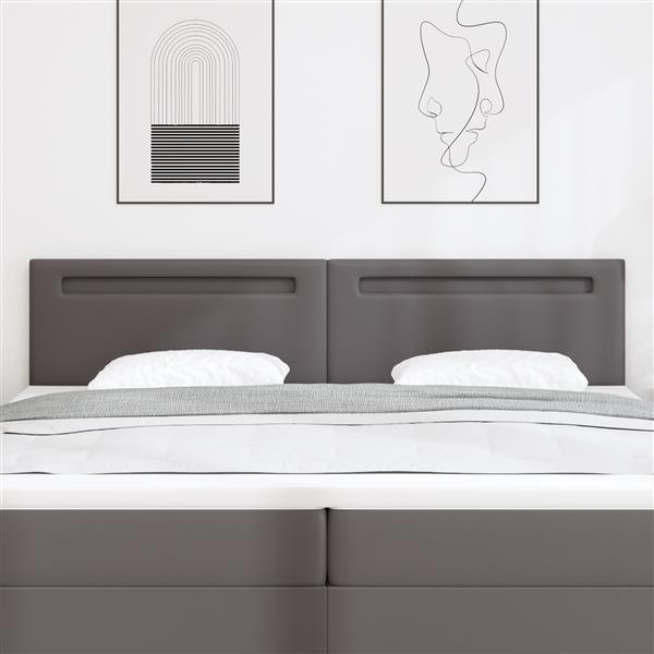 Grote foto vidaxl hoofdbord met led striplichten wandgemonteerd grijs 200 cm pvc antiek en kunst stoelen en banken