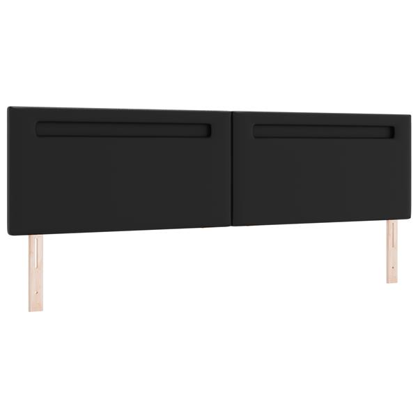 Grote foto vidaxl hoofdbord met led striplichten wandgemonteerd zwart 200 cm pvc antiek en kunst stoelen en banken