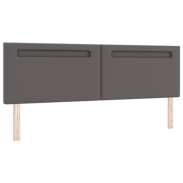 Grote foto vidaxl hoofdbord met led striplichten wandgemonteerd grijs 180 cm pvc antiek en kunst stoelen en banken