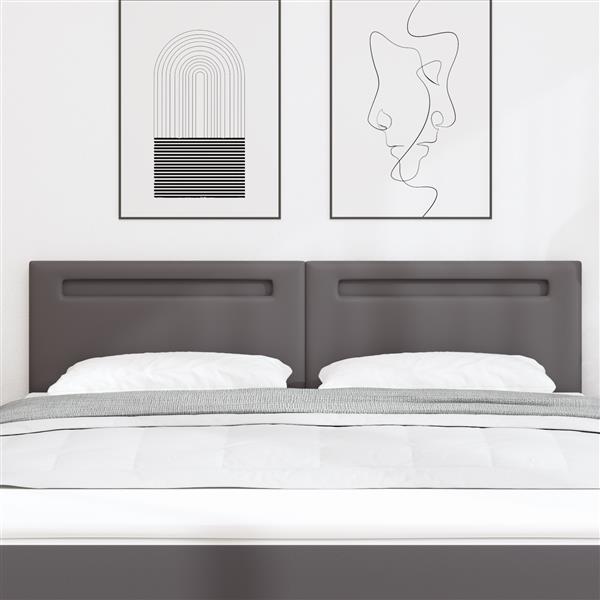 Grote foto vidaxl hoofdbord met led striplichten wandgemonteerd grijs 180 cm pvc antiek en kunst stoelen en banken
