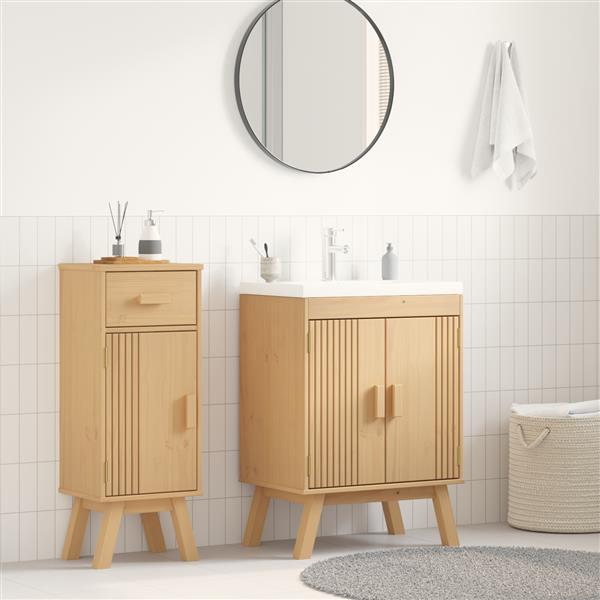 Grote foto vidaxl wastafel onderkast met plank olden bruin 114 x 43 x 73.5 cm huis en inrichting complete badkamers