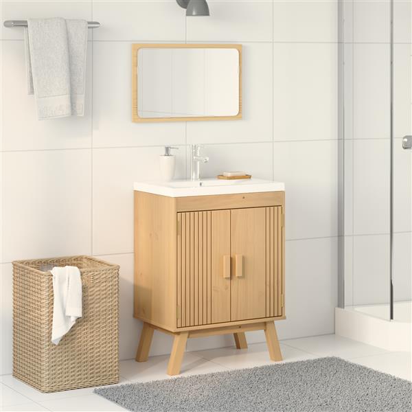Grote foto vidaxl wastafel onderkast met plank olden bruin 114 x 43 x 73.5 cm huis en inrichting complete badkamers