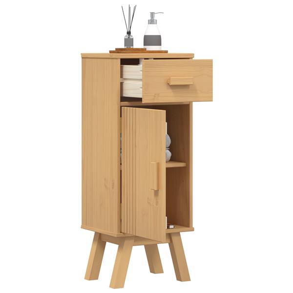 Grote foto vidaxl badkamer kast olden bruin 35 x 30 x 90 cm massief grenenhout huis en inrichting complete badkamers