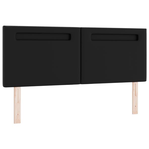 Grote foto vidaxl hoofdbord met led striplichten wandgemonteerd zwart 144 cm pvc antiek en kunst stoelen en banken