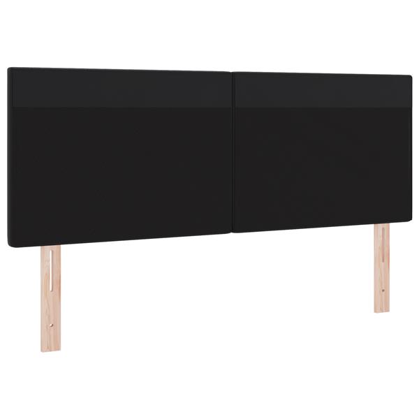 Grote foto vidaxl hoofdbord met led striplichten wandgemonteerd zwart 144 cm pvc antiek en kunst stoelen en banken