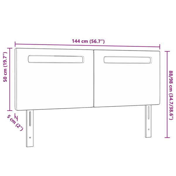 Grote foto vidaxl hoofdbord met led striplichten wandgemonteerd zwart 144 cm pvc antiek en kunst stoelen en banken