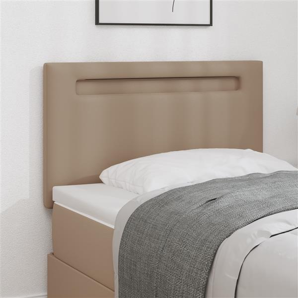 Grote foto vidaxl hoofdbord met led striplichten cappuccino 100 cm pvc antiek en kunst stoelen en banken