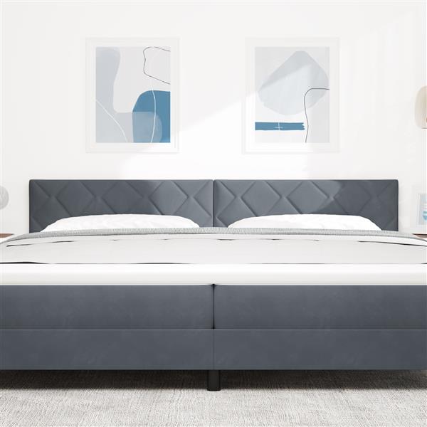 Grote foto vidaxl hoofdbord wandgemonteerd geometrisch donkergrijs 200 cm fluweel antiek en kunst stoelen en banken
