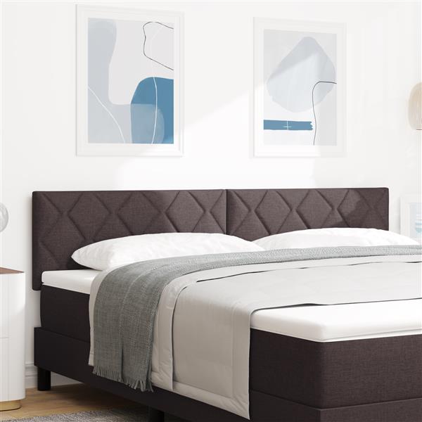Grote foto vidaxl stoffen hoofdbord geometrisch donkerbruin 180 cm stof antiek en kunst stoelen en banken