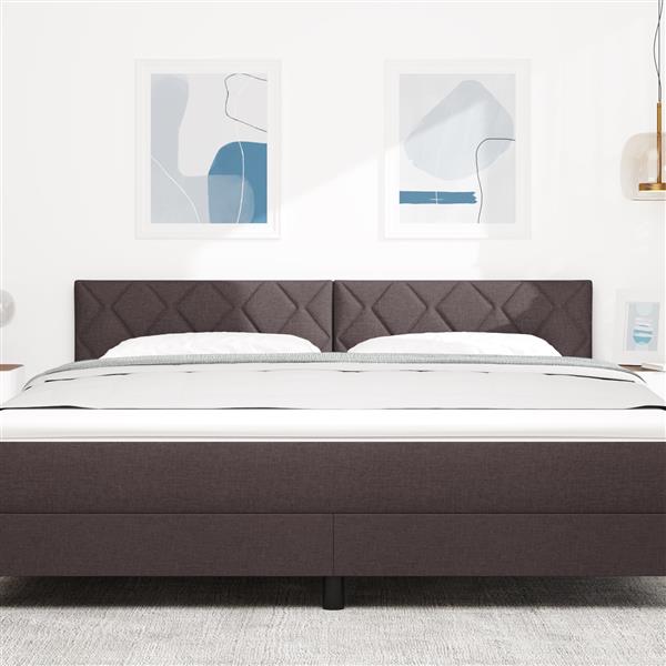 Grote foto vidaxl stoffen hoofdbord geometrisch donkerbruin 180 cm stof antiek en kunst stoelen en banken