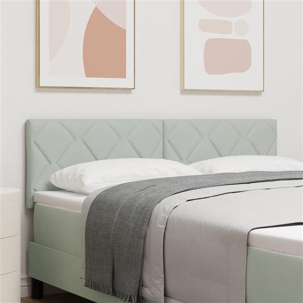 Grote foto vidaxl hoofdbord wandgemonteerd geometrisch lichtgrijs 160 cm fluweel antiek en kunst stoelen en banken