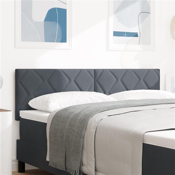 Grote foto vidaxl hoofdbord wandgemonteerd geometrisch donkergrijs 144 cm fluweel antiek en kunst stoelen en banken