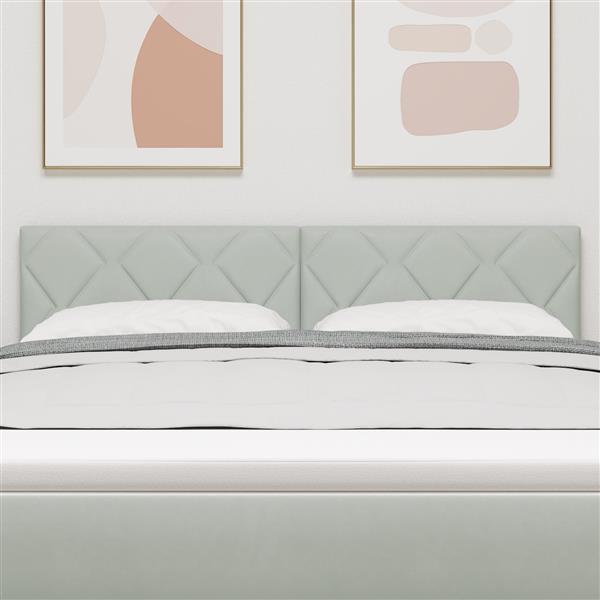 Grote foto vidaxl hoofdbord wandgemonteerd geometrisch lichtgrijs 144 cm fluweel antiek en kunst stoelen en banken