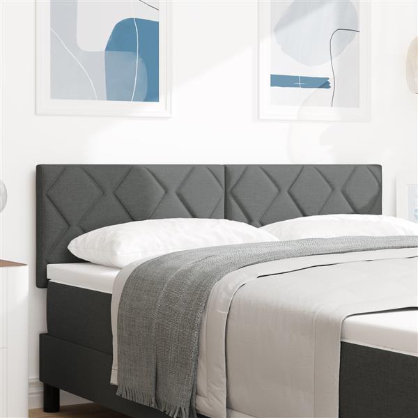 Grote foto vidaxl stoffen hoofdbord geometrisch donkergrijs 144 cm stof antiek en kunst stoelen en banken