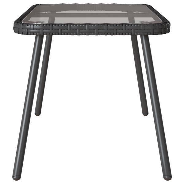 Grote foto vidaxl salontafel zwart 90 x 45 x 43 cm poly rattan en glas tuin en terras tuinmeubelen