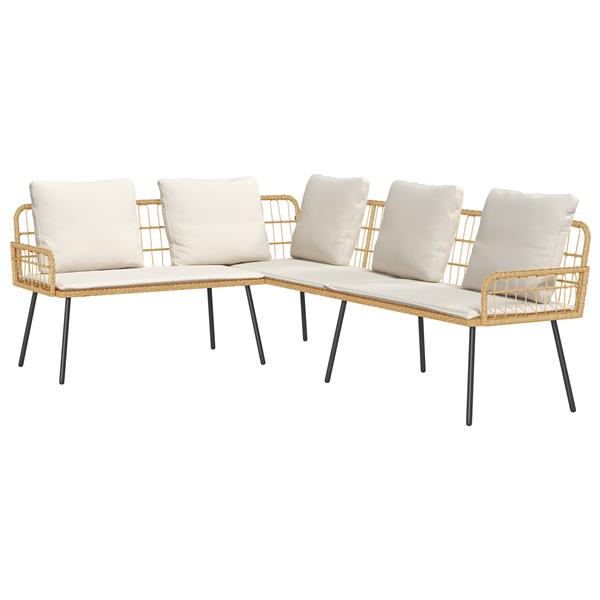 Grote foto vidaxl bank met kussen bruin 61.5 x 123 x 82cm metaal tuin en terras tuinmeubelen