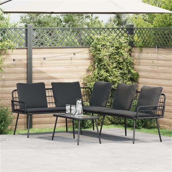 Grote foto vidaxl bank met kussen grijs 61.5 x 123 x 82cm metaal tuin en terras tuinmeubelen