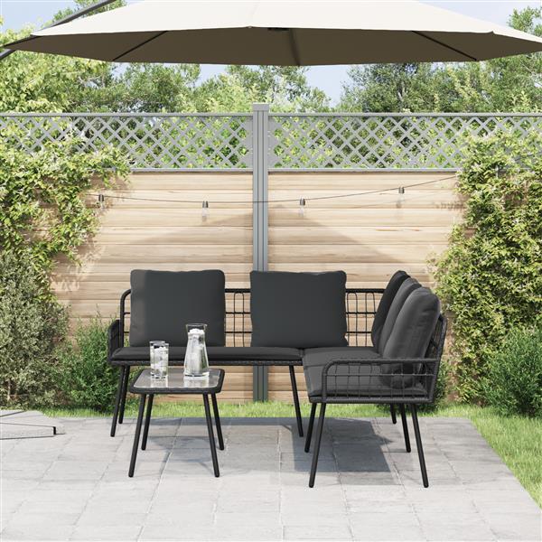 Grote foto vidaxl bank met kussen grijs 61.5 x 123 x 82cm metaal tuin en terras tuinmeubelen