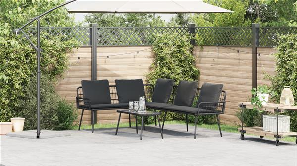 Grote foto vidaxl bank met kussen grijs 61.5 x 123 x 82cm metaal tuin en terras tuinmeubelen