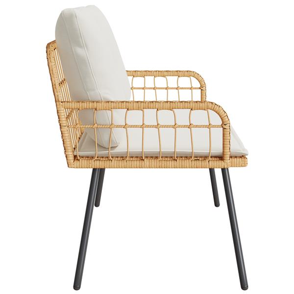 Grote foto vidaxl tuinbank met kussen bruin 114 x 64 x 78cm metaal tuin en terras tuinmeubelen