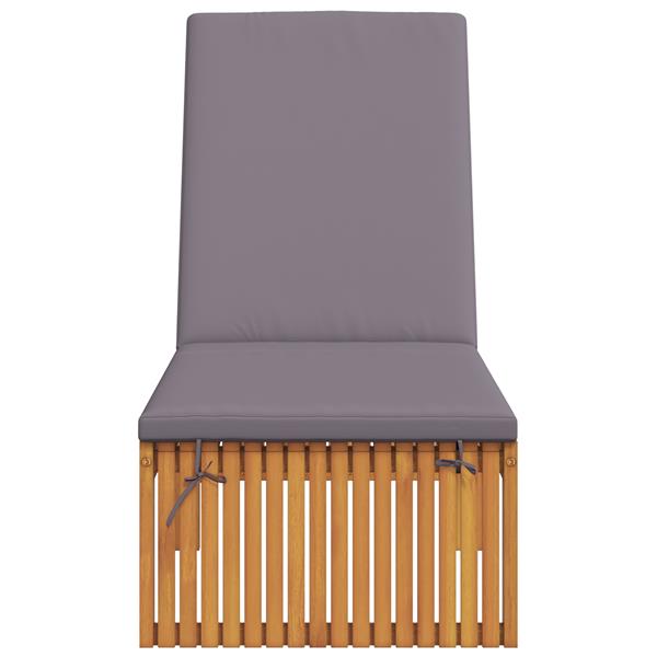 Grote foto vidaxl ligstoel met kussen bruin 200 x 55 x 94cm massief acaciahout tuin en terras tuinmeubelen