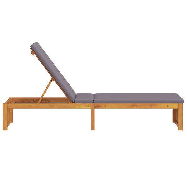 Grote foto vidaxl ligstoel met kussen bruin 200 x 55 x 94cm massief acaciahout tuin en terras tuinmeubelen