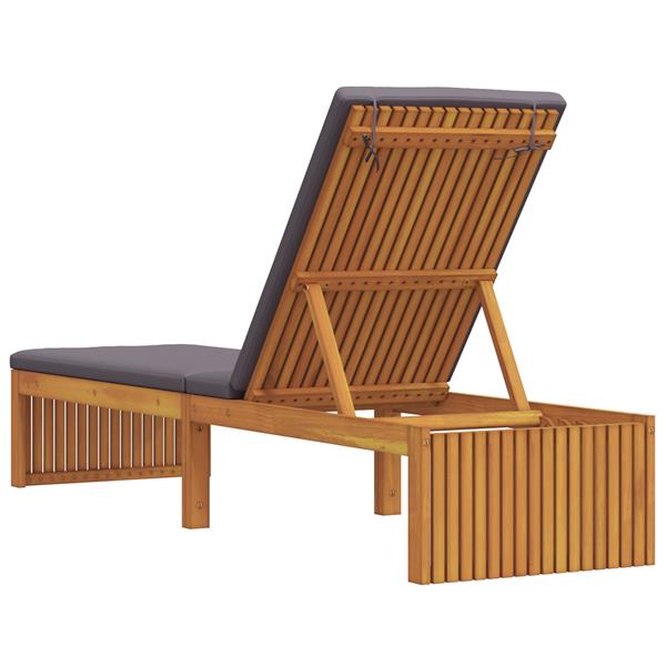 Grote foto vidaxl ligstoel met kussen bruin 200 x 55 x 94cm massief acaciahout tuin en terras tuinmeubelen