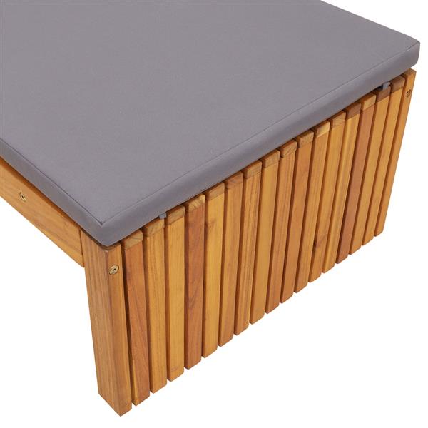 Grote foto vidaxl ligstoel met kussen bruin 200 x 55 x 94cm massief acaciahout tuin en terras tuinmeubelen