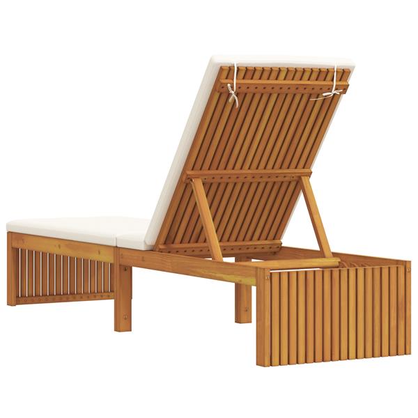 Grote foto vidaxl ligstoel met kussen bruin 200 x 55 x 94cm massief acaciahout tuin en terras tuinmeubelen