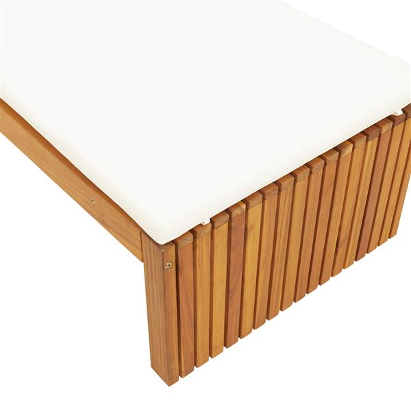Grote foto vidaxl ligstoel met kussen bruin 200 x 55 x 94cm massief acaciahout tuin en terras tuinmeubelen