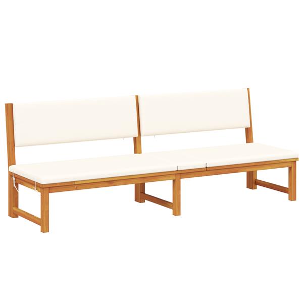 Grote foto vidaxl ligstoel met kussen bruin 200 x 57 x 75cm massief acaciahout tuin en terras tuinmeubelen
