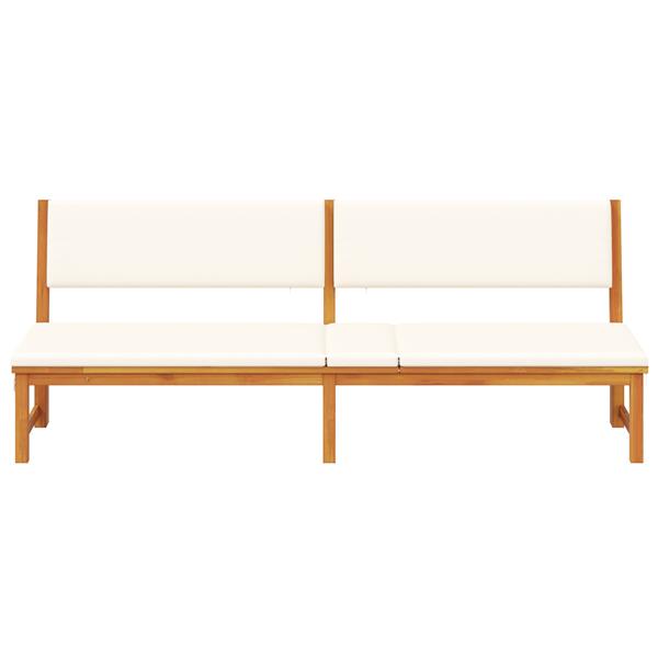 Grote foto vidaxl ligstoel met kussen bruin 200 x 57 x 75cm massief acaciahout tuin en terras tuinmeubelen