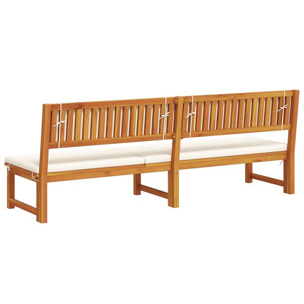 Grote foto vidaxl ligstoel met kussen bruin 200 x 57 x 75cm massief acaciahout tuin en terras tuinmeubelen