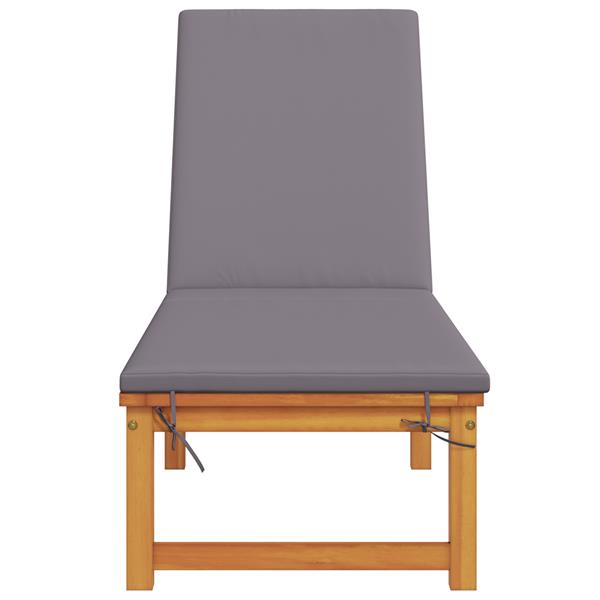 Grote foto vidaxl ligstoel met kussen bruin 53 x 202 x 89cm massief acaciahout tuin en terras tuinmeubelen