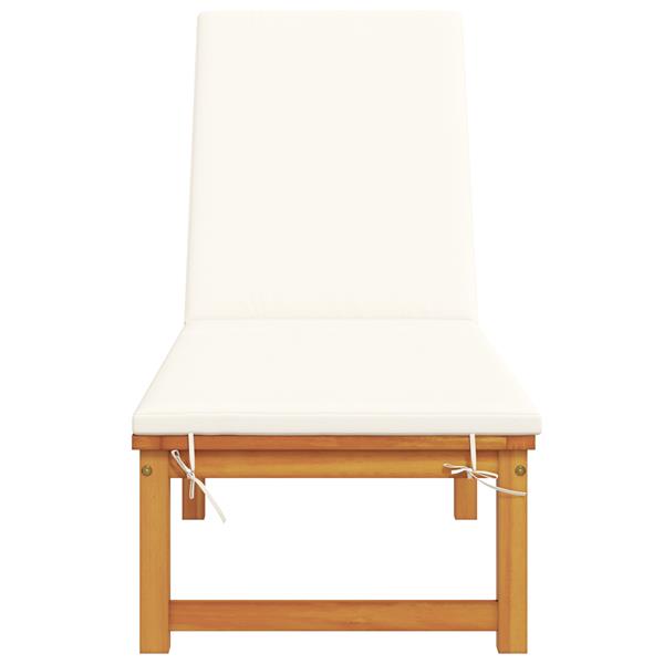 Grote foto vidaxl ligstoel met kussen bruin 53 x 202 x 89cm massief acaciahout tuin en terras tuinmeubelen
