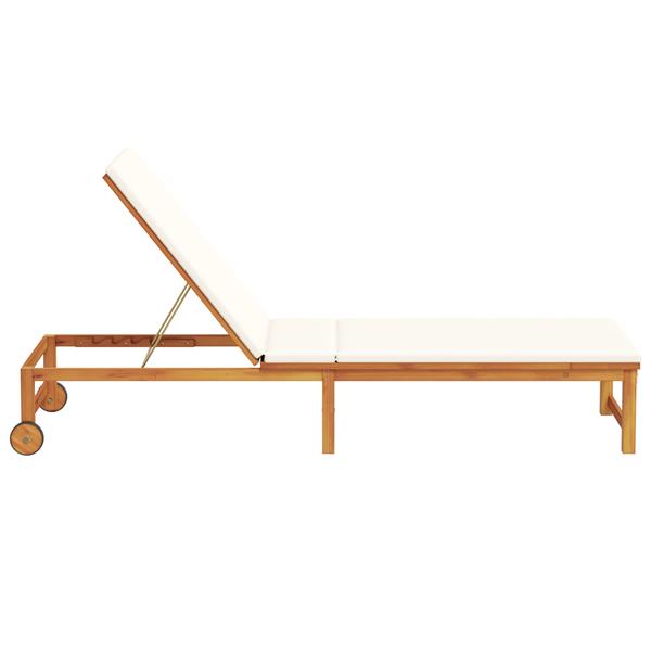 Grote foto vidaxl ligstoel met kussen bruin 53 x 202 x 89cm massief acaciahout tuin en terras tuinmeubelen