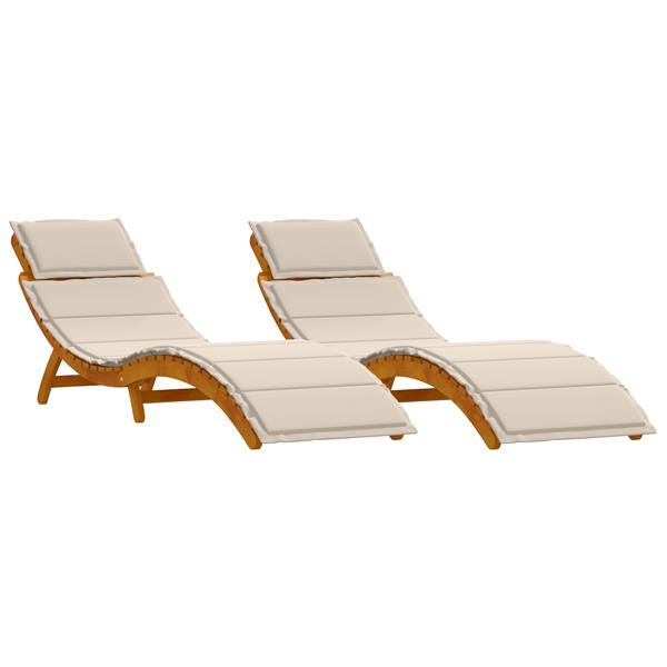 Grote foto vidaxl ligbed met kussen 2 pcs wit 184 x 55 x 64cm massief acaciahout tuin en terras tuinmeubelen