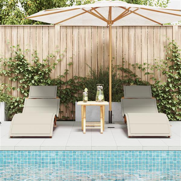 Grote foto vidaxl ligbed met kussen 2 pcs wit 184 x 55 x 64cm massief acaciahout tuin en terras tuinmeubelen