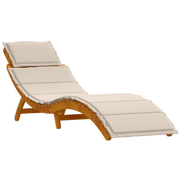 Grote foto vidaxl ligbed met kussen 2 pcs wit 184 x 55 x 64cm massief acaciahout tuin en terras tuinmeubelen