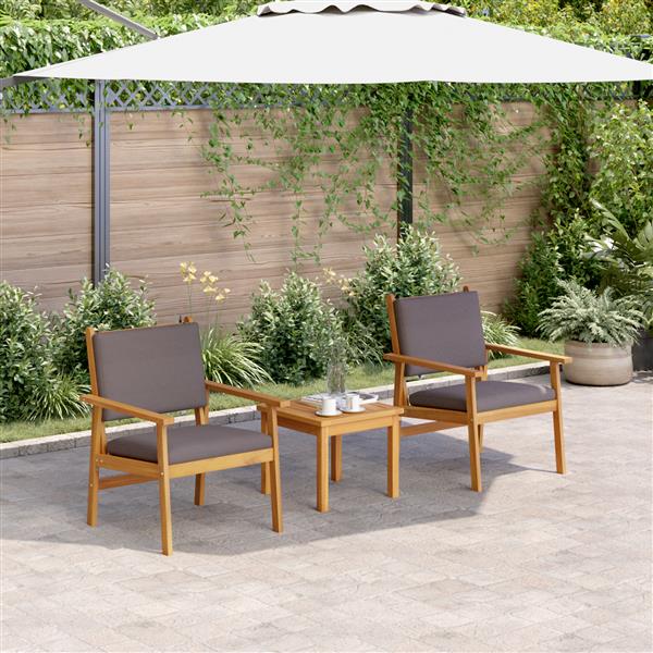 Grote foto vidaxl tuinstoel met kussen 2 pcs bruin massief acaciahout tuin en terras tuinmeubelen
